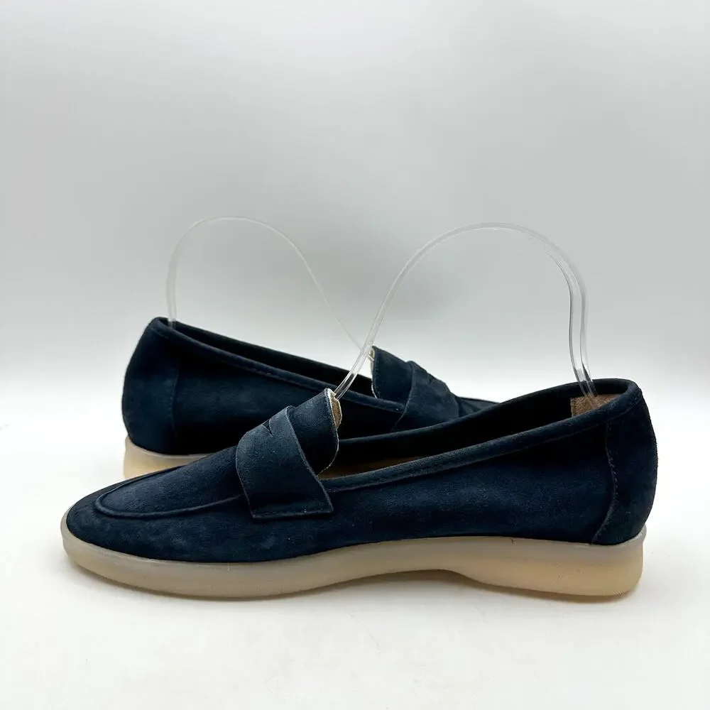Vaneli Womens Undine Penny Loafers Size 7.5 Navy Blue Suede NWOB